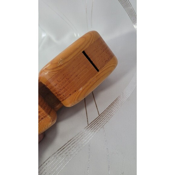 Vintage Wood Hand Carved Solid Wood Whale Piggy Bank! Original Cork! - Picture 5 of 9